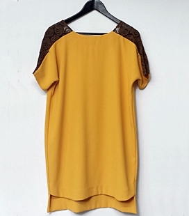 Vestido corto mostaza fluido comuniones bautizos bodas fiestas